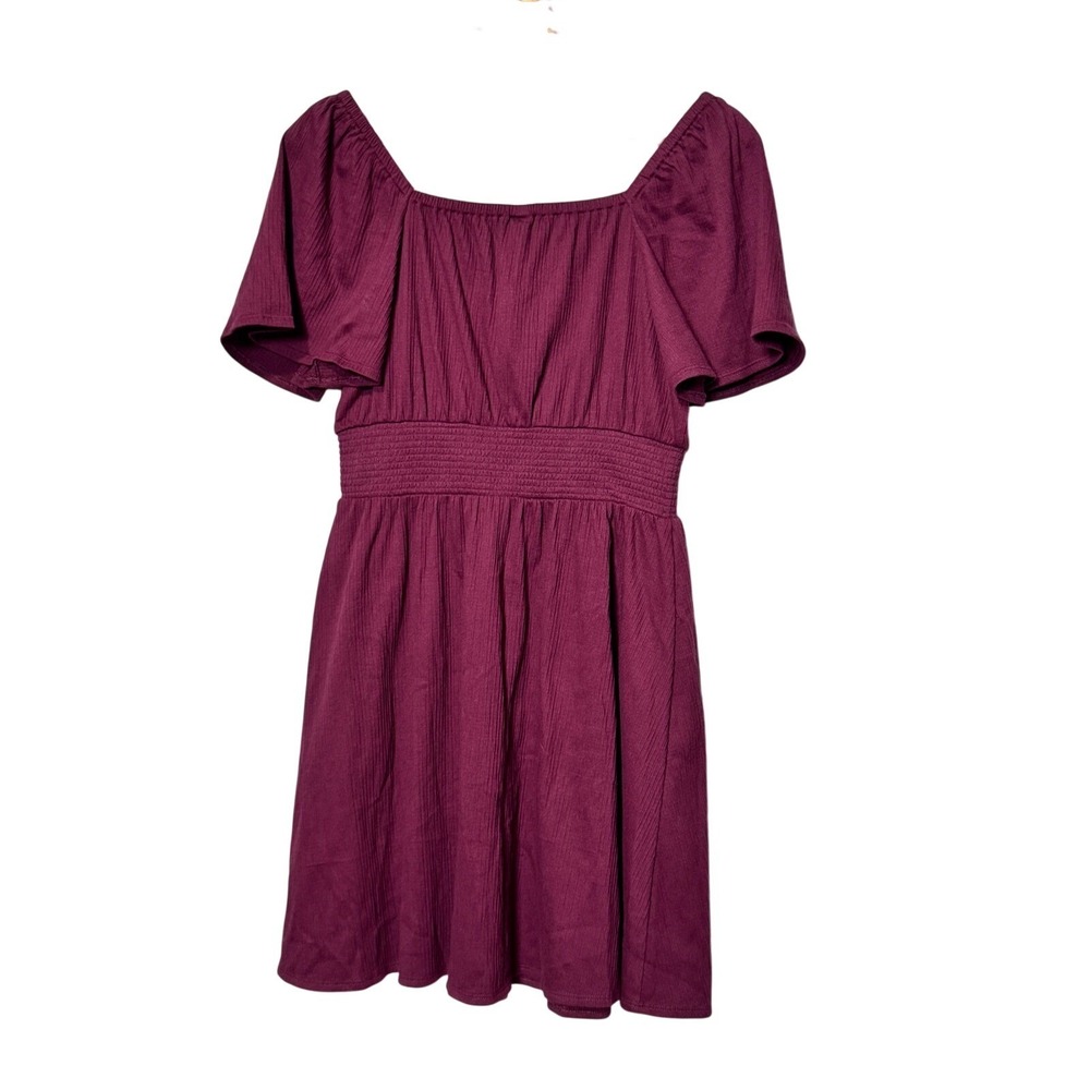 Old Navy Plum Purple Smocked Waist Textured Gauze Fit and Flare Mini‎ Dress  M